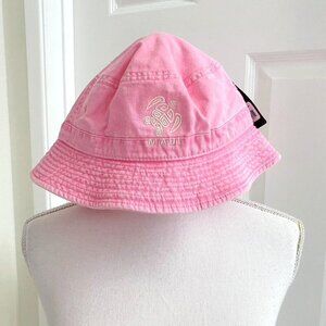 Newhattan Maui Turtle Pink Denim Bucket Hat NWT Size L/XL 100% Cotton Souvenir